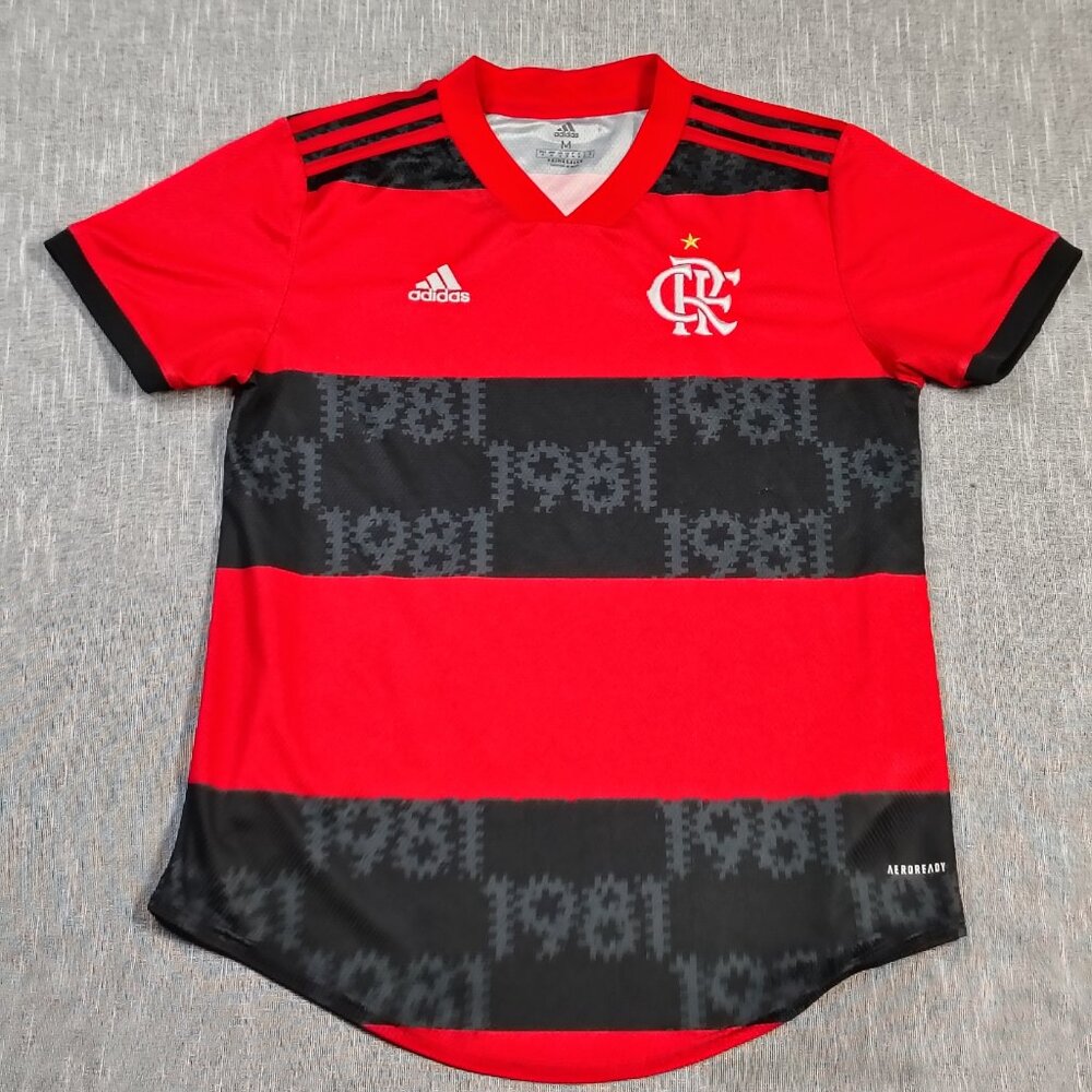 Flamengo Adidas Aeroready Jersey Size Medium Red Black‎ Striped Golden Year 1981